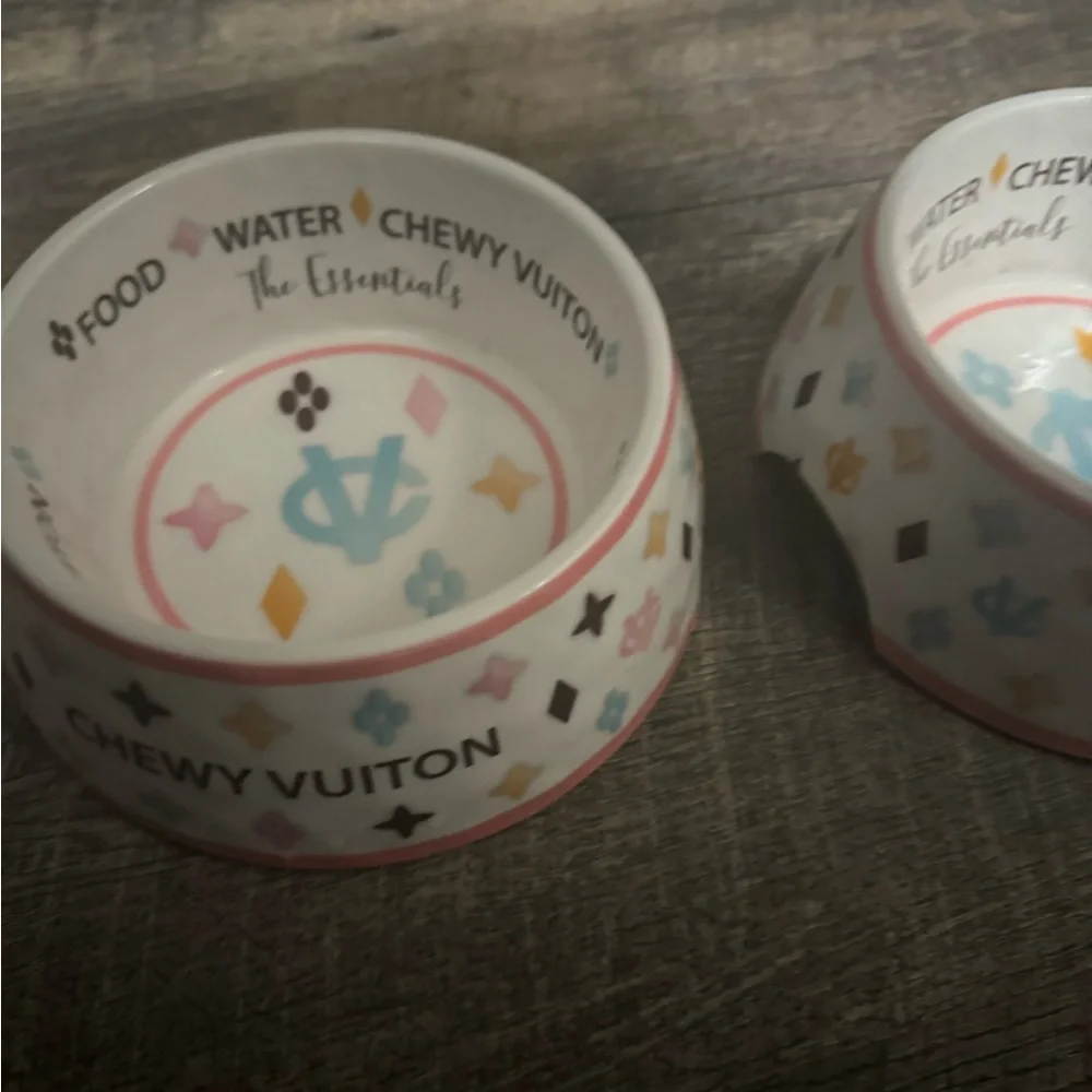 Chewy Vuitton water and food bowl